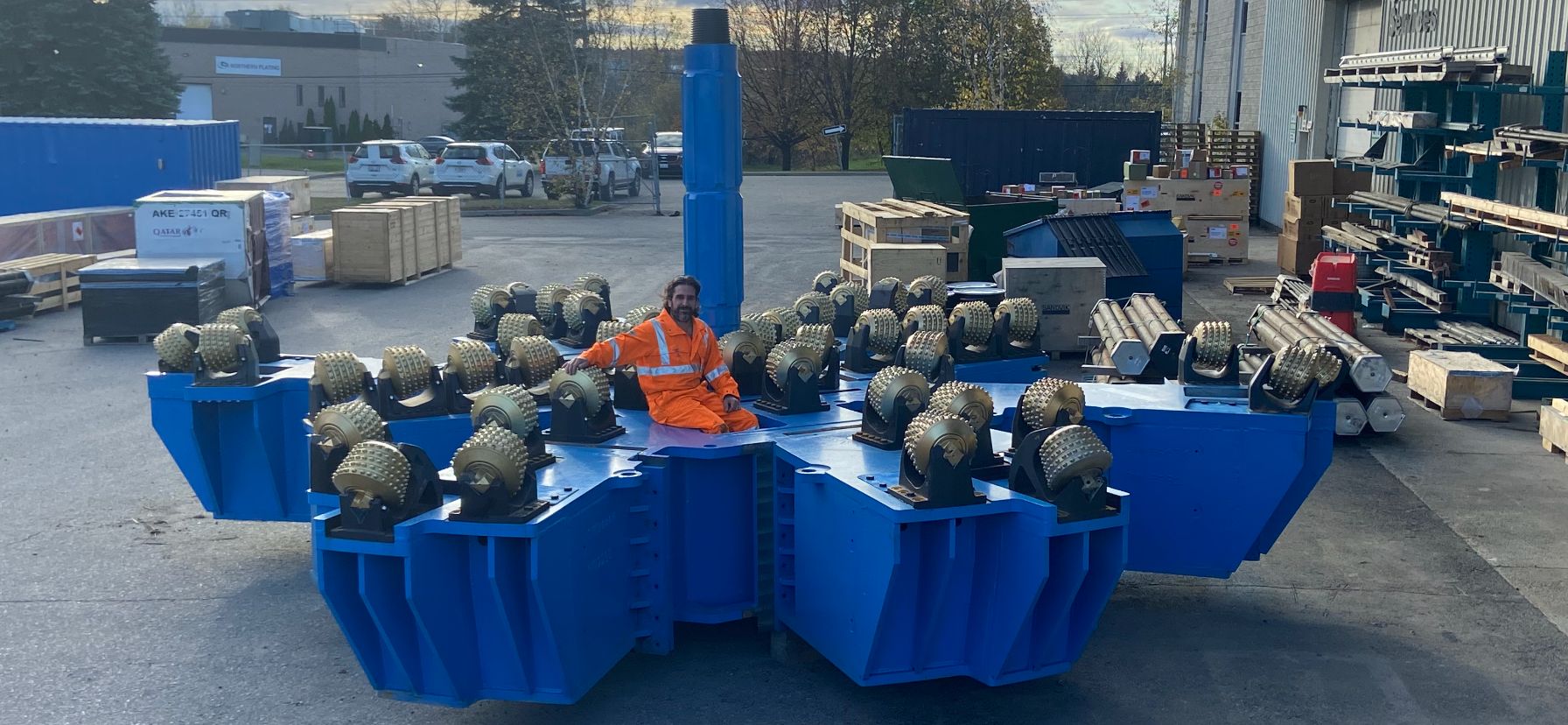 The Solvay reaming head at the Sandvik workshop in Sudbury